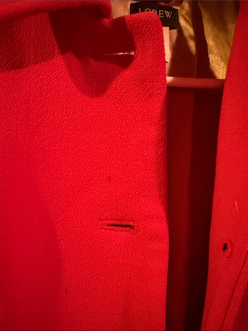 J. Crew Bright Red Wool Pea Coat with Flap Pockets - Picture 9 of 9